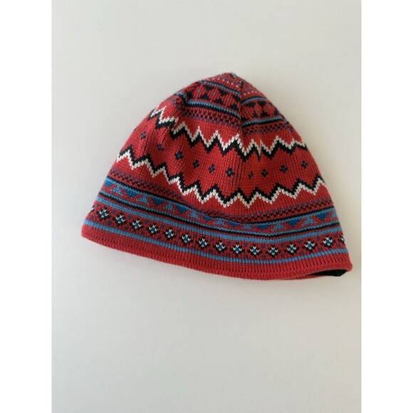 Columbia Beanie Hat red aztec coral blue white black unisex - Picture 5 of 11